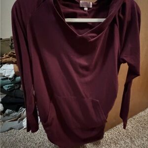 Maternity Burgundy Long Sleeve Hoodie